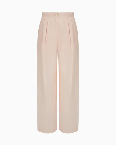 Cotton ramie pleated trousers