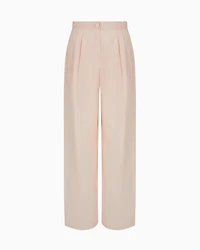 Cotton ramie pleated trousers