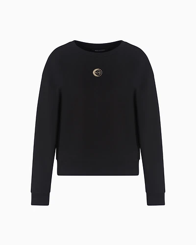 Cotton sweatshirt with metal logo
