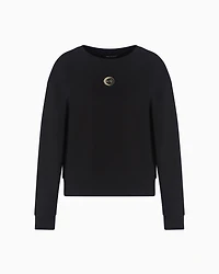 Cotton sweatshirt with metal logo