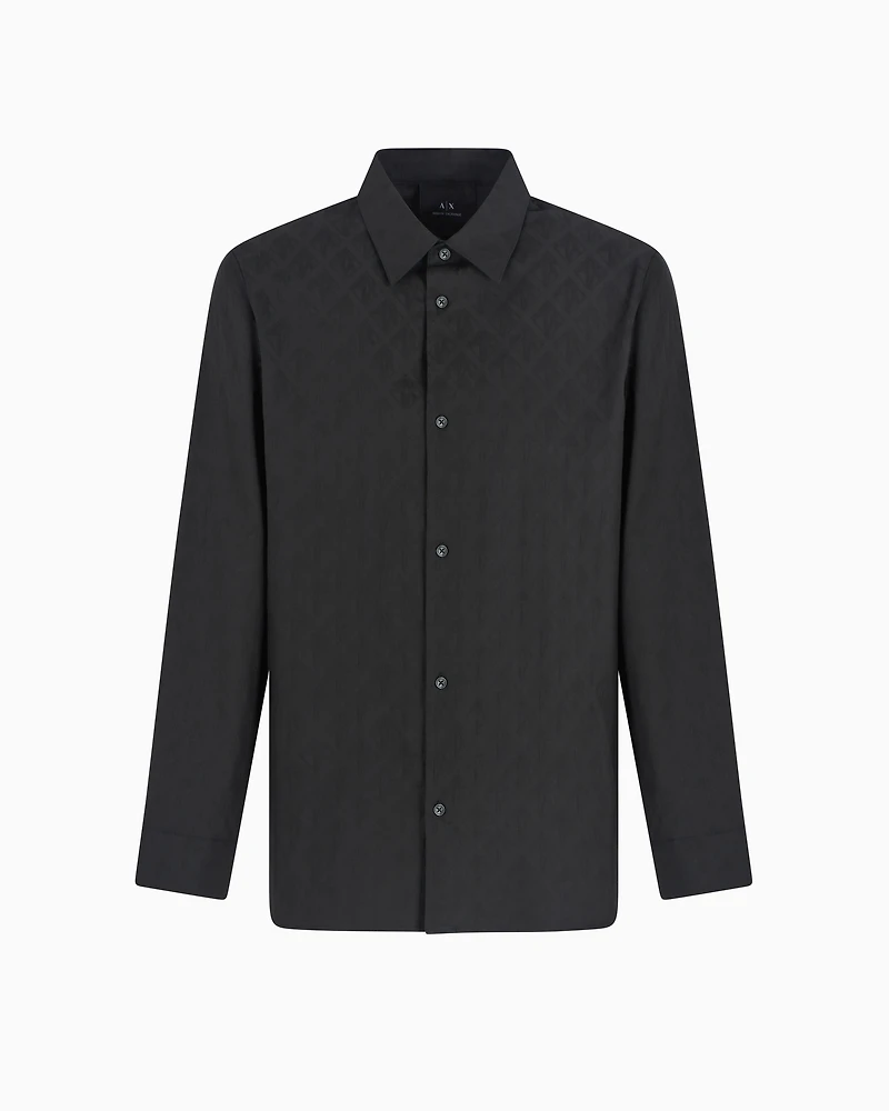 Regular fit cotton shirt with allover logo tone