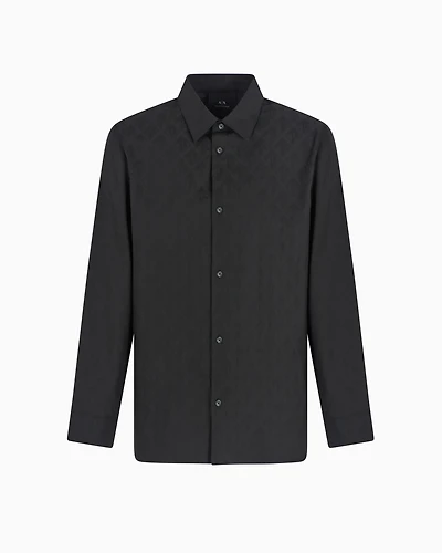 Regular fit cotton shirt with allover logo tone