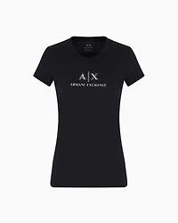 Slim fit T-shirt with logo and rhinestones