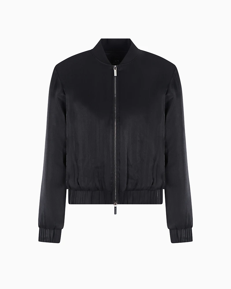 Bomber jacket glitter satin fabric