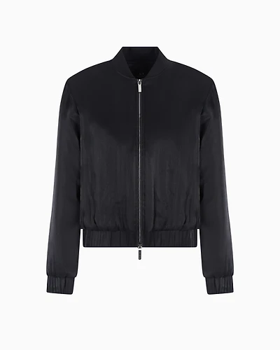 Bomber jacket glitter satin fabric