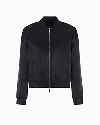 Bomber jacket glitter satin fabric