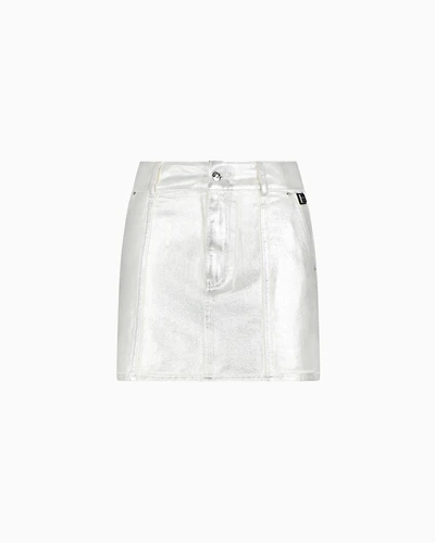 Stiff cotton mini skirt metal