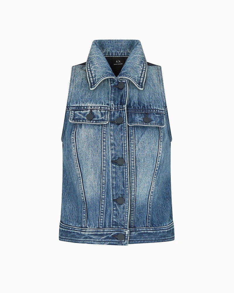 Cotton denim vest