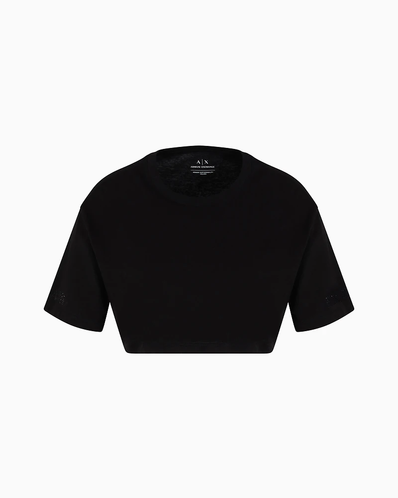 Cropped T-shirt with logo on the sleeves