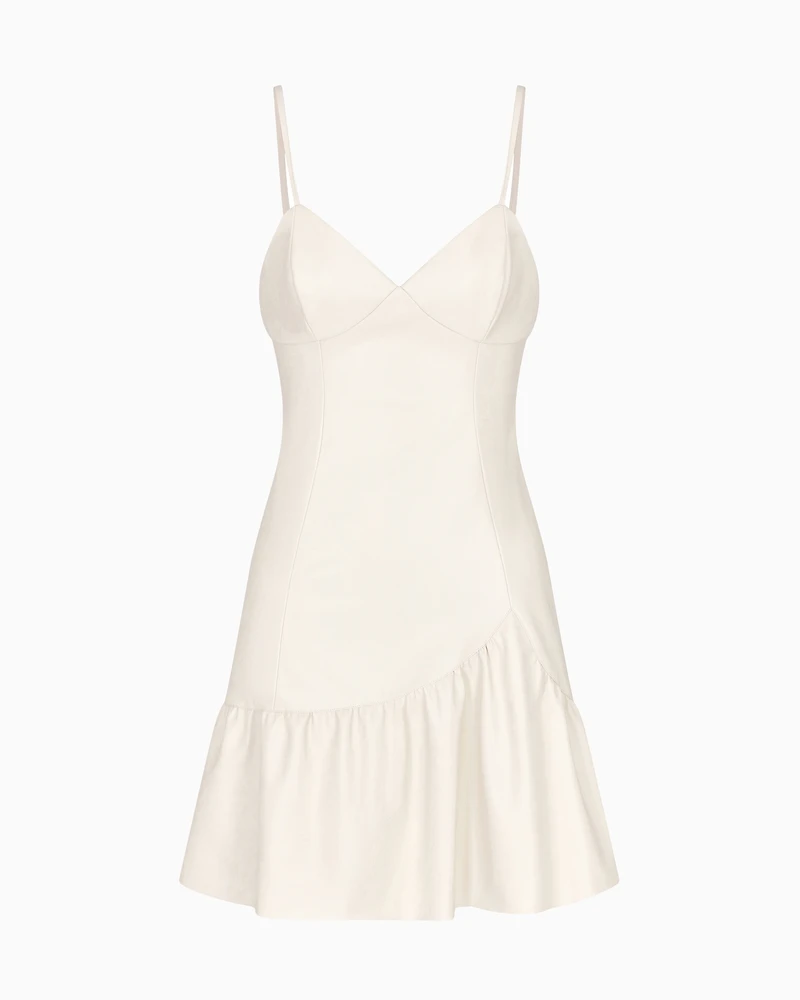 ASV Faux Leather Short Dress with Ruffles