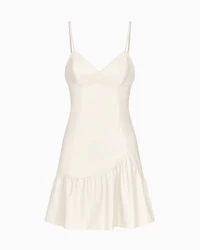 ASV Faux Leather Short Dress with Ruffles