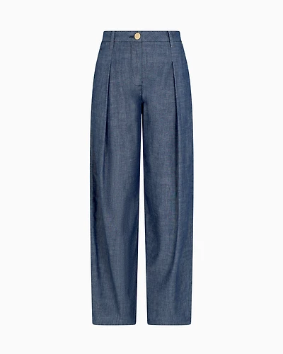 Chambray trousers with pleats