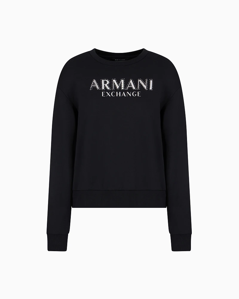 Crewneck sweatshirt with metal logo