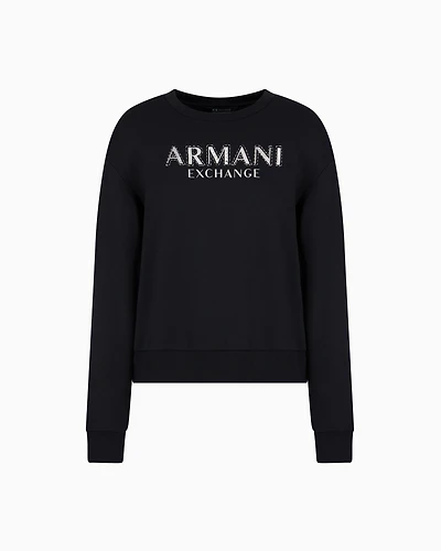 Crewneck sweatshirt with metal logo