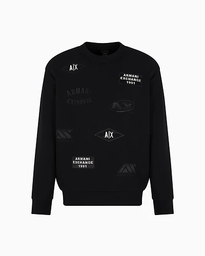 Crewneck sweatshirt with patches and logos