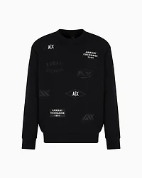 Crewneck sweatshirt with patches and logos