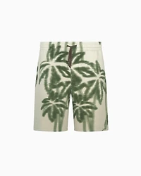 Palm Print Cotton Blend Shorts