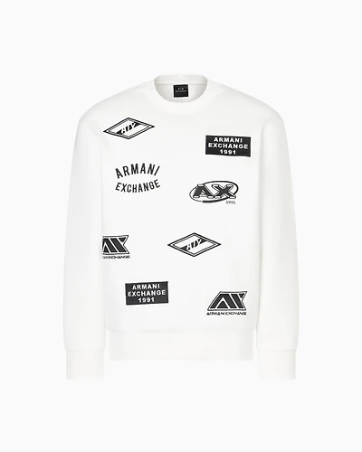 Crewneck sweatshirt with patches and logos