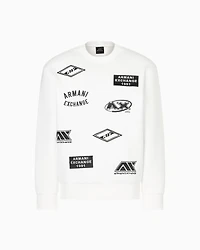 Crewneck sweatshirt with patches and logos