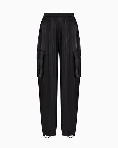 Cargo pants glitter satin fabric