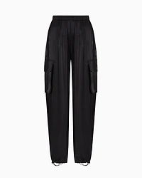 Cargo pants glitter satin fabric
