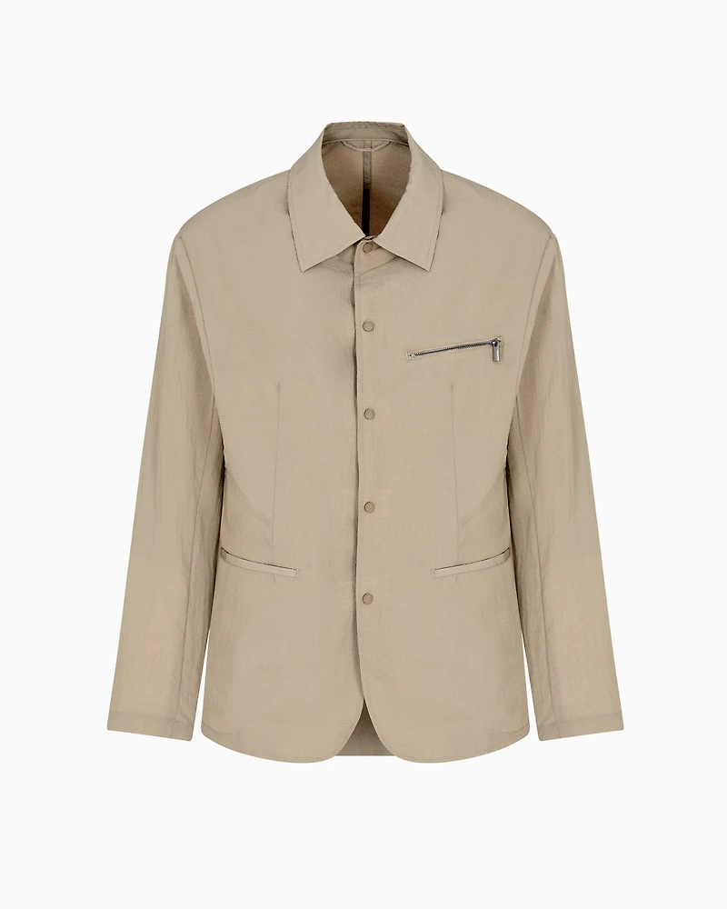 Nylon seersucker jacket zip pocket