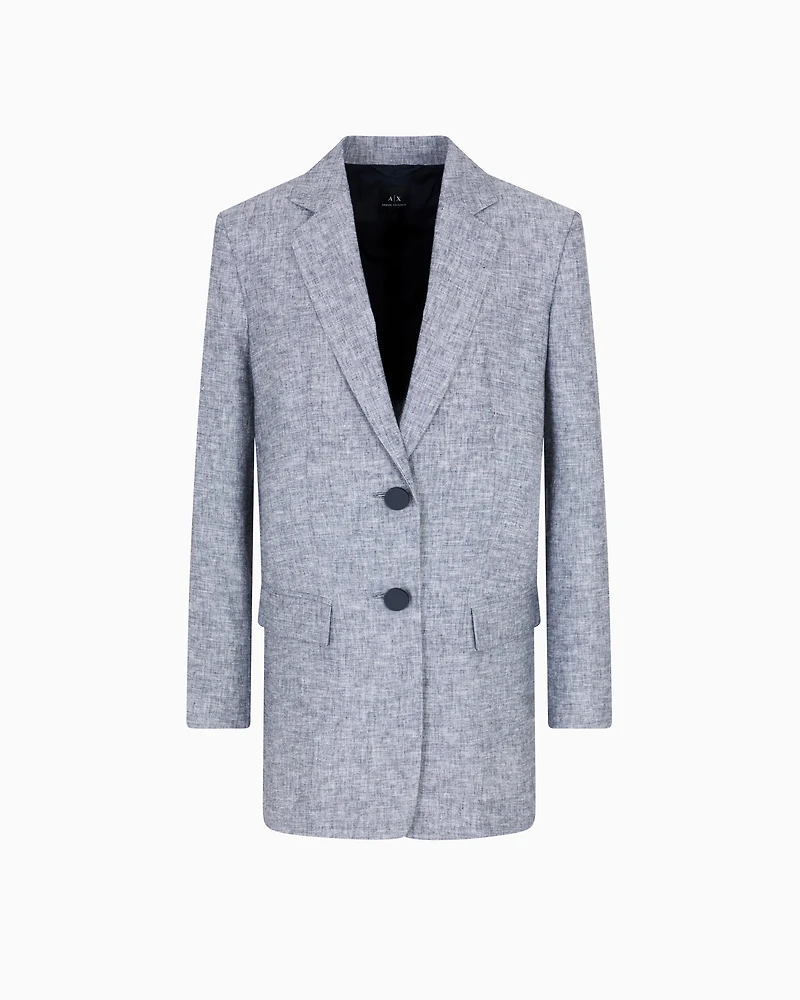 Single-breasted linen and cotton jacket