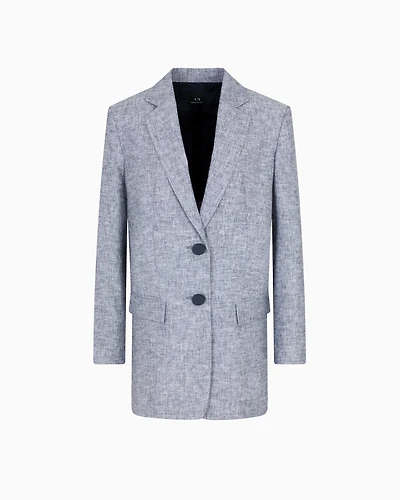 Single-breasted linen and cotton jacket