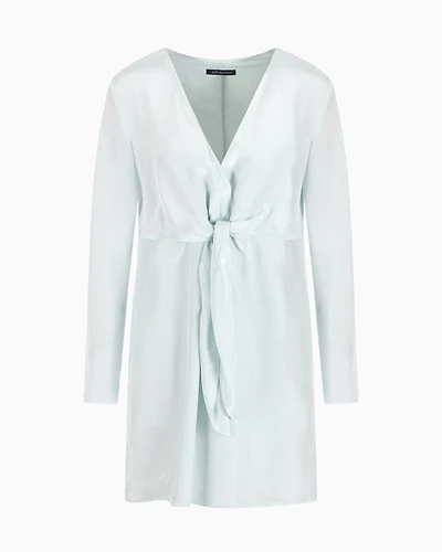Short viscose dress with bow