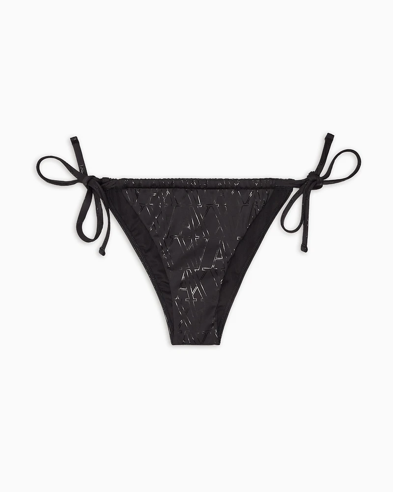 Fabric bikini bottoms with allover logo