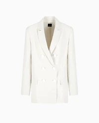 Double-breasted jacket fabric with allover logo