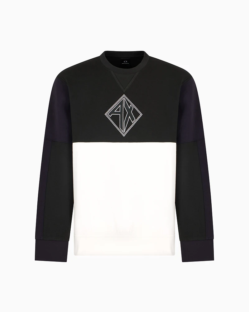 Color block crewneck sweatshirt with logo