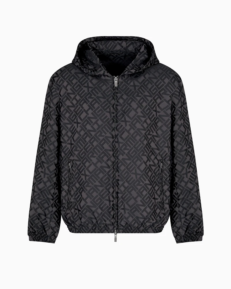 Hooded jacket fabric with logo