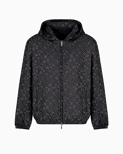 Hooded jacket fabric with logo