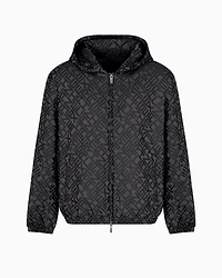 Hooded jacket fabric with logo