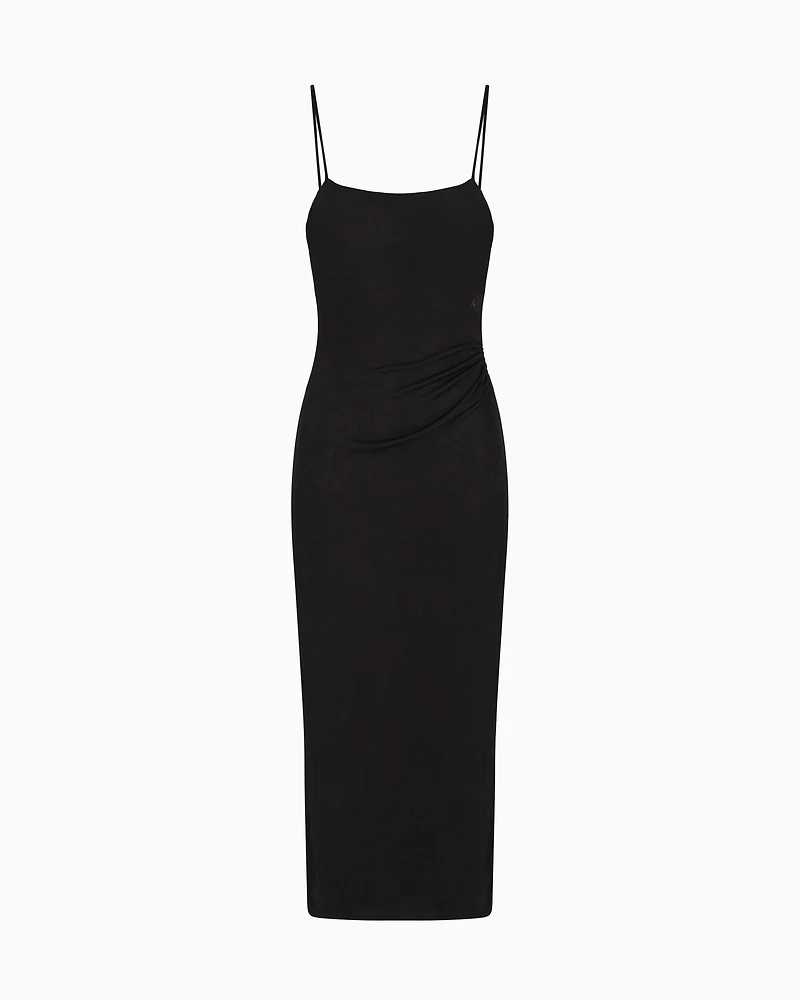 Long jersey dress with drape