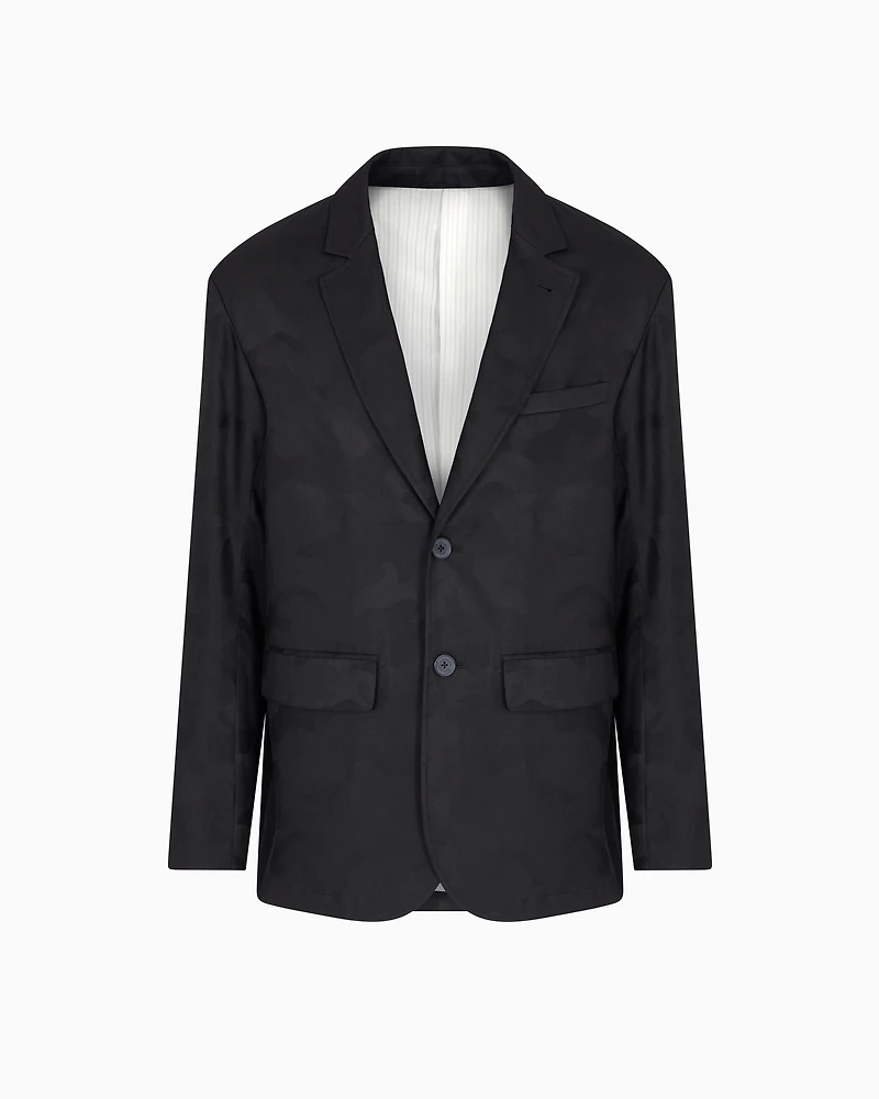 Single-breasted camouflage lyocell jacket