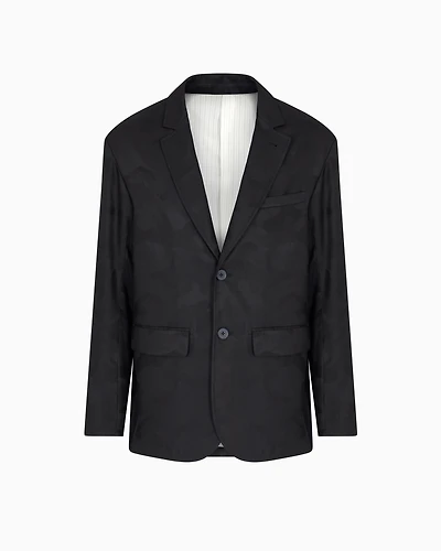 Single-breasted camouflage lyocell jacket