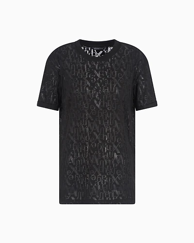 Relaxed fit T-shirt flamed fabric with logo
