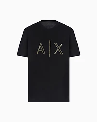 Regular fit T-shirt with rhinestone logo