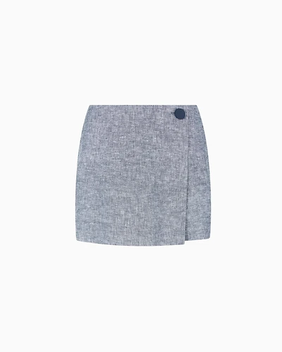 Cotton and linen wrap shorts