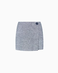 Cotton and linen wrap shorts