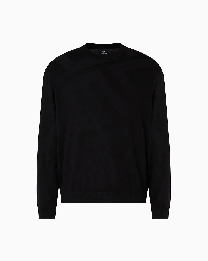 Viscose blend sweater with jacquard lettering