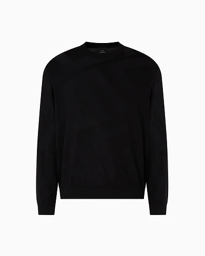 Viscose blend sweater with jacquard lettering
