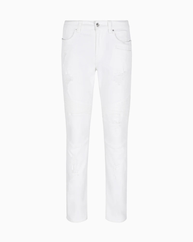 J27 skinny biker fit jeans washed denim