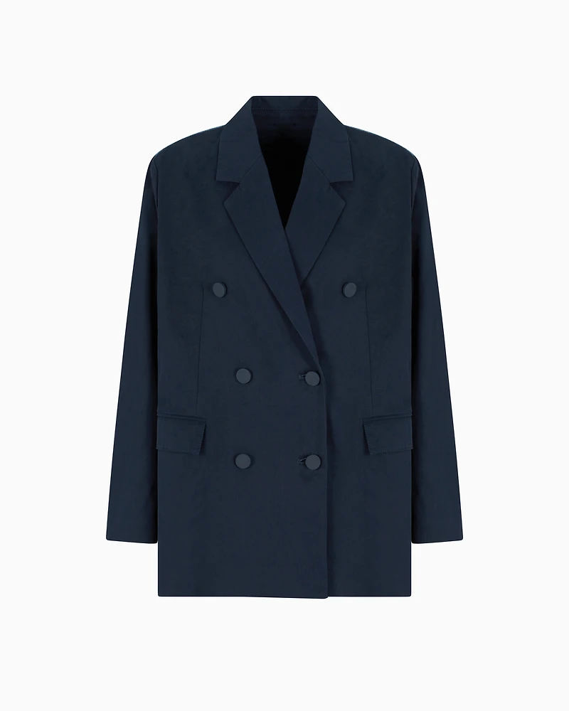 Double-breasted denim and twill jacket