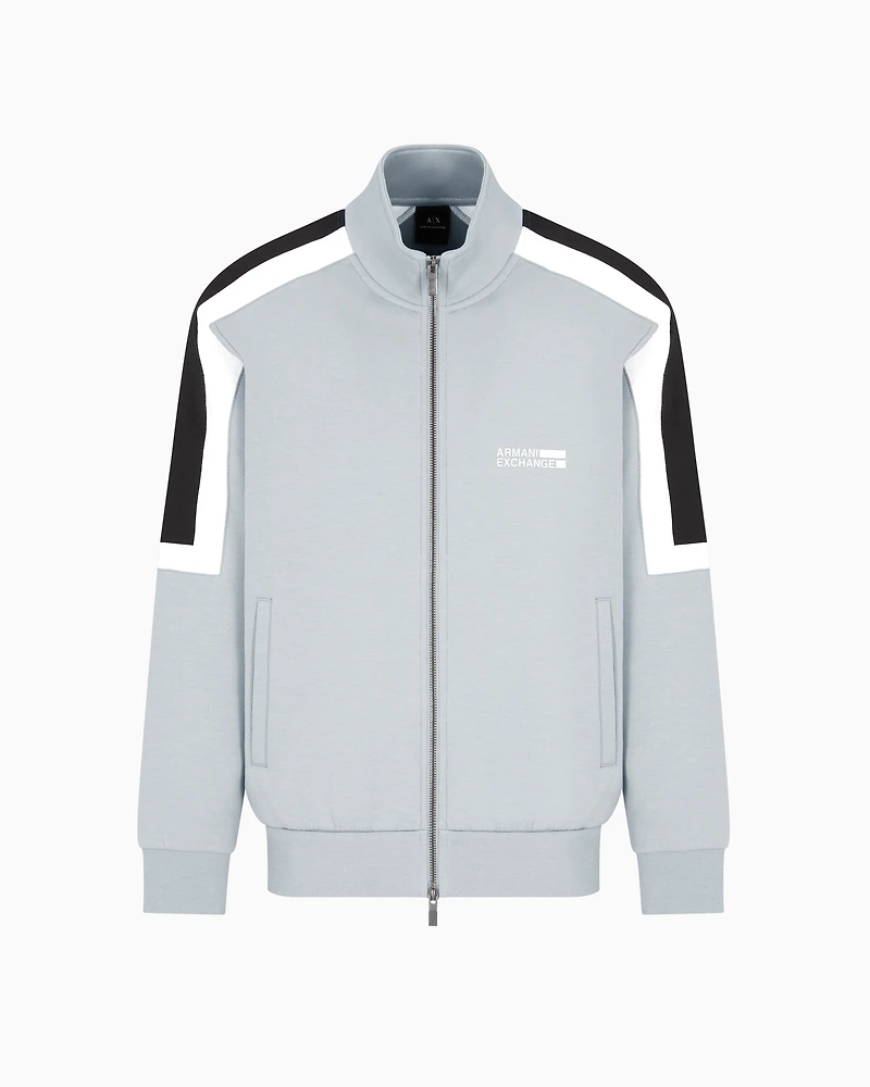 Full zip sweatshirt with contrasting stripes