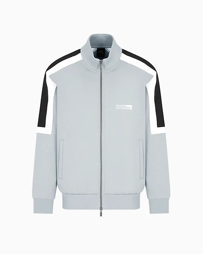 Full zip sweatshirt with contrasting stripes