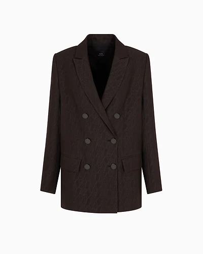 Double-breasted jacket fabric with allover logo