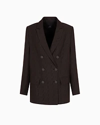 Double-breasted jacket fabric with allover logo